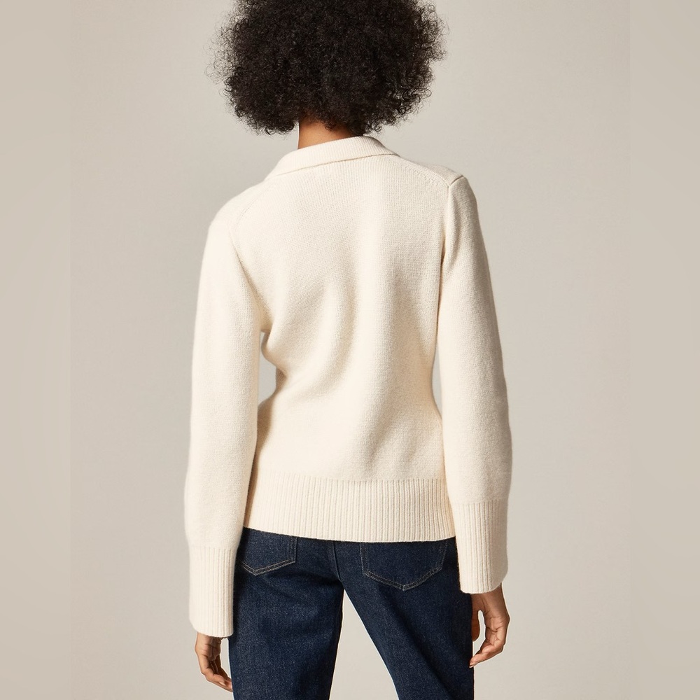NWT J.Crew Milano-Stitch Cinched-Waist Cardigan in Ivory - Picture 4 of 10